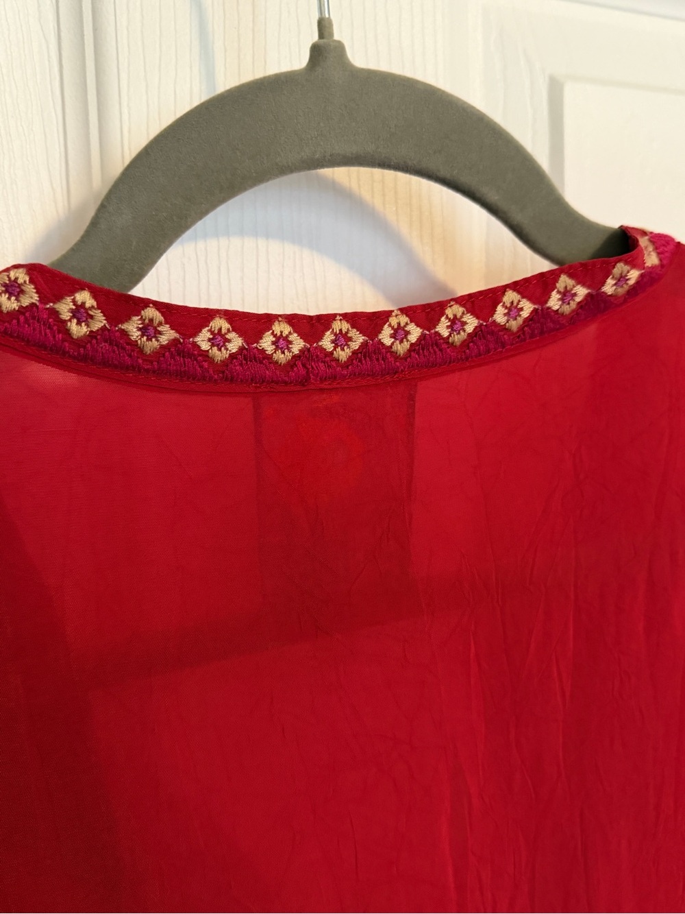 Johnny Was Red Embroidered Floral Garden Cottagecore Boho Blouse Size 1X - Picture 8 of 8